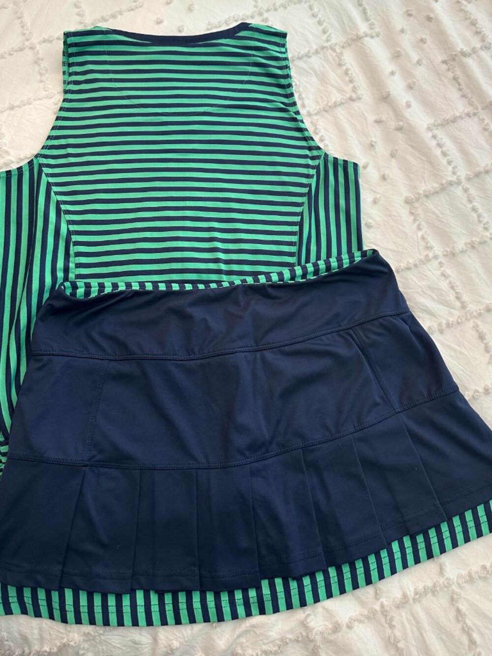 Bollé Golf Tank & Skort Set Women's Large Green Navy Striped Athletic Tennis Out - Picture 2 of 11